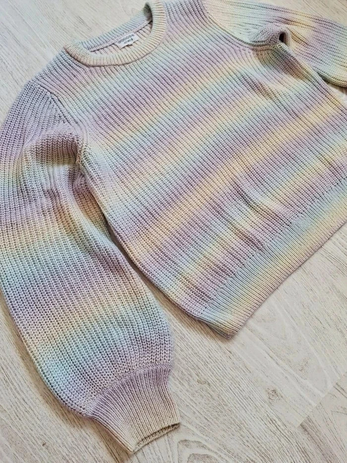 Jersey de mujer con cuello redondo a rayas en colores pastel arcoíris tie and dye Bonobo - Talla S – photo 4